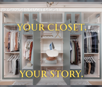 Luxury master closet with built-in shelving, lighting, and custom storage showcasing elegant closet organization ideas for Arizona homes.